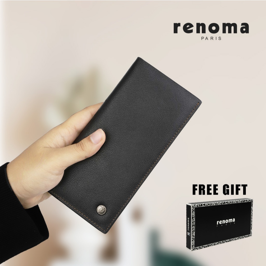 2233 Renoma Paris Black Synthetic Leather Long Wallet Dompet Lelaki Shopee Malaysia