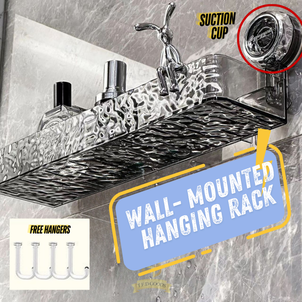 Rectangular Bathroom Rack Suction Cup Wall-mounted Rack Cosmetics ...