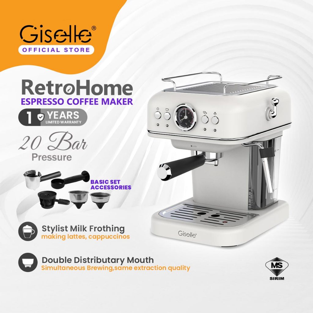 20 Bar Giselle Automatic Espresso Milk Froth Coffee Machine Thermometer