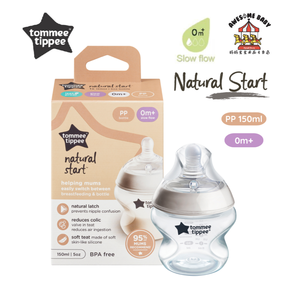 Tommee Tippee Natural Start PP Bottle 150ml / 5oz Slow Flow Teat Single Pack Shopee Malaysia