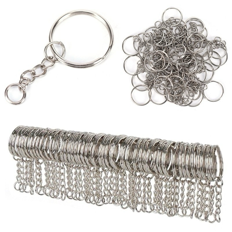 Keychain Silver Plated Metal Blank Keyring Keychain Ring Keyfob Key ...