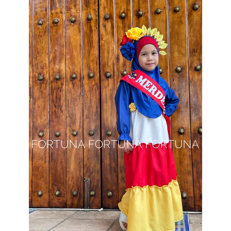 Dress merdeka budak perempuan girl baby kids (dress seroja) | Shopee ...