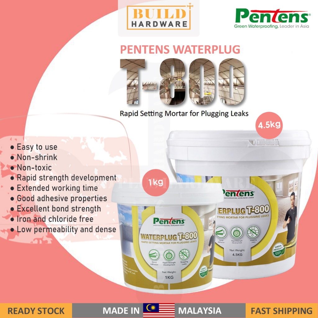 PENTENS WATERPLUG T-800 1kg / 4.5kg | Rapid Setting Mortar for Plugging ...