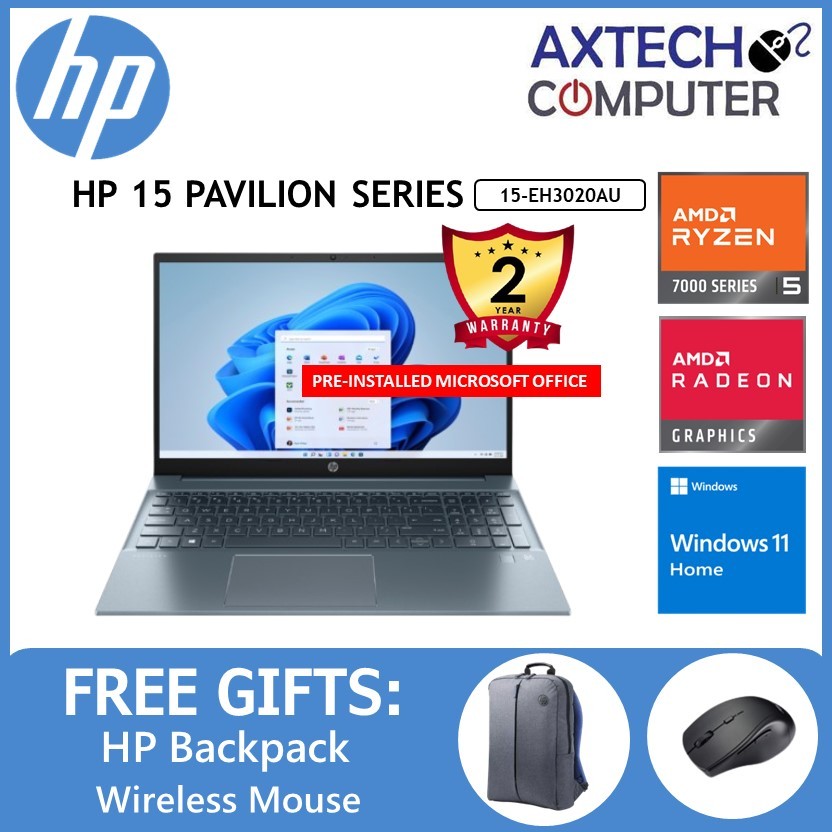 Hp Pavilion Eh Au Fhd Laptop Fog Blue Ryzen U Gb