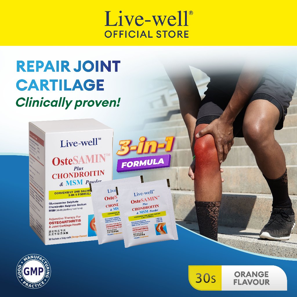 Livewell OsteSAMIN + Chondroitin & MSM 3n1 Powder 3in1 Glucosamine