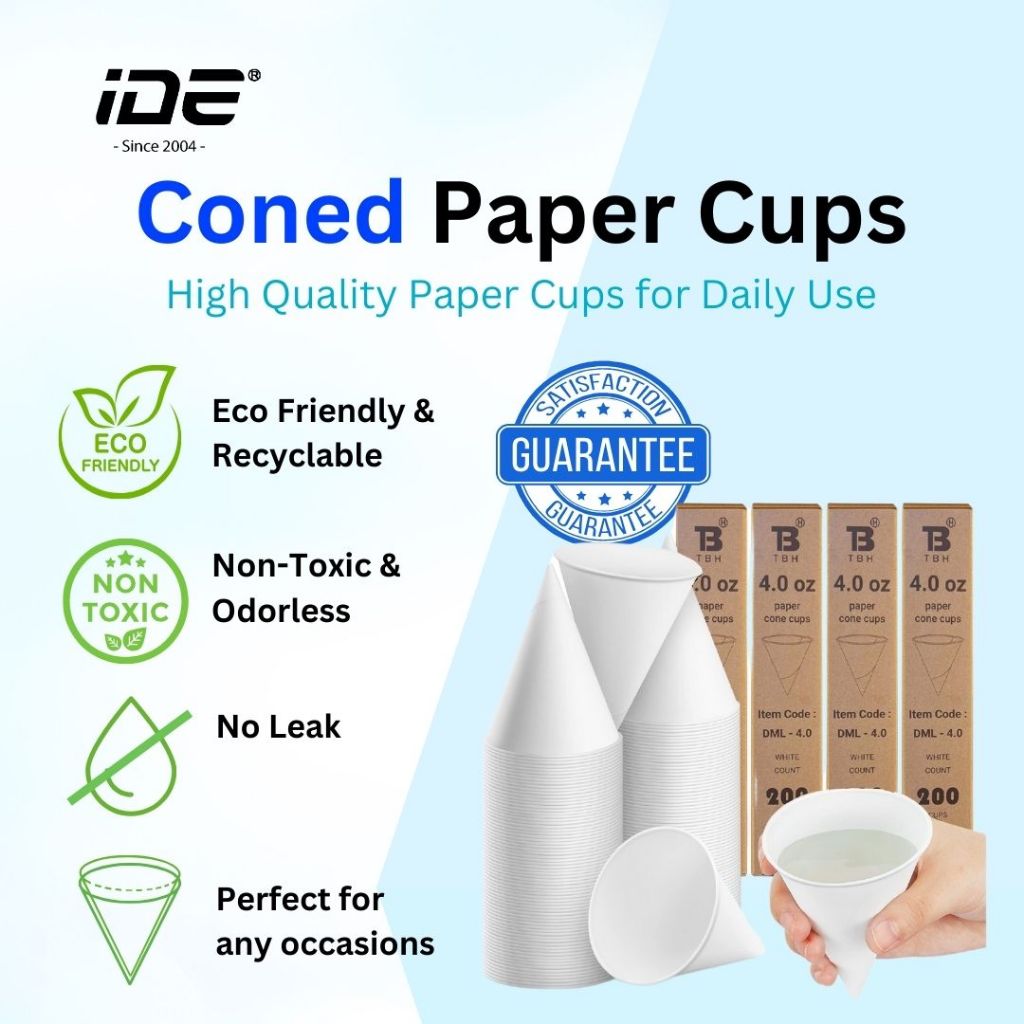 Disposable 4oz Paper Cone Cups/ Cone Cup Eco-friendly Waterproof Paper ...