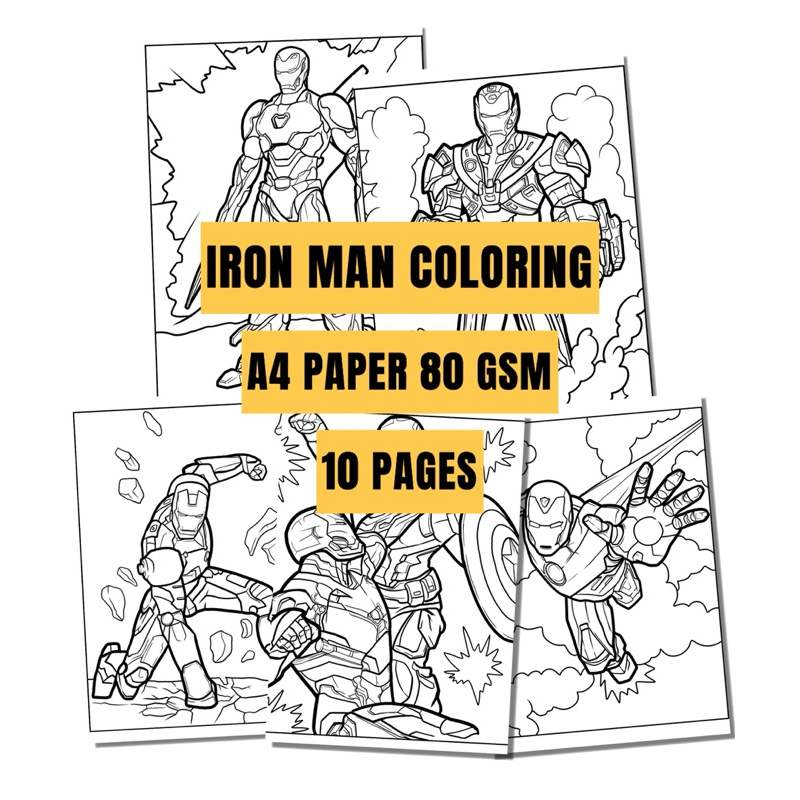 IRON MAN COLORING FOR KIDS 10 PAGES RANDOM KERTAS MELUKIS MEWARNA