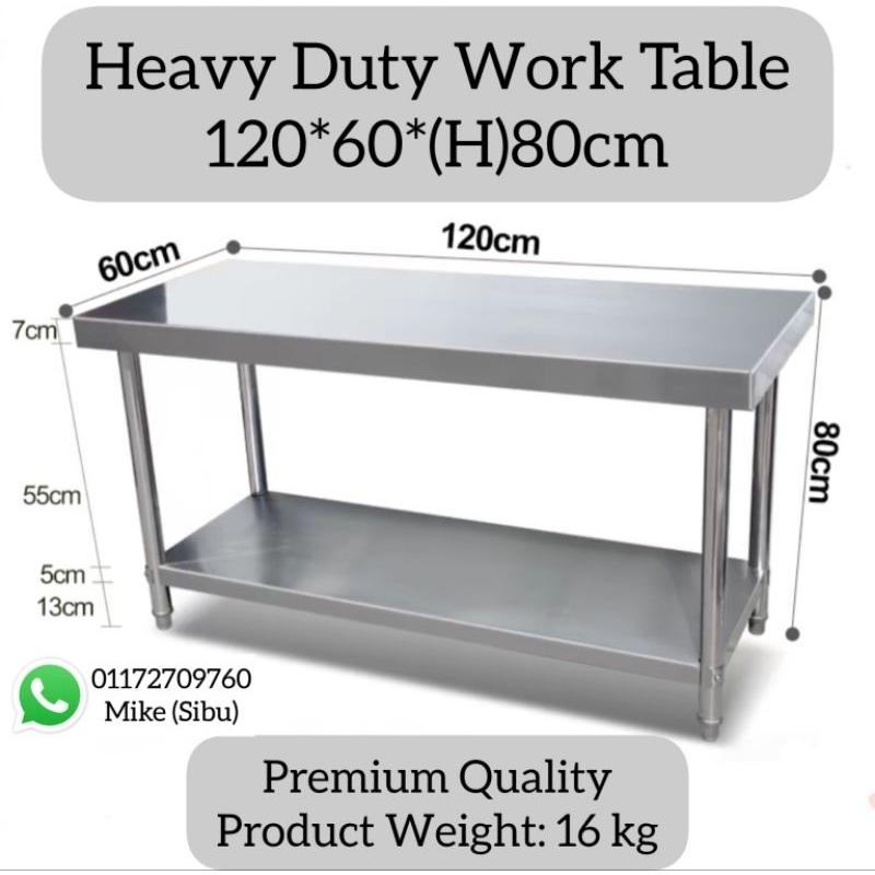 (Sarawak ready stock) Heavy duty stainless steel work table | Shopee ...