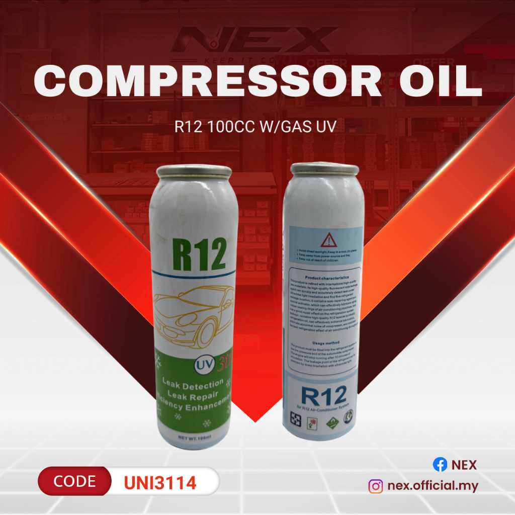 🔥READY STOCK ! COMPRESSOR OIL R12 WITH FRESH GAS DURABLE UDDITIVE UV ...