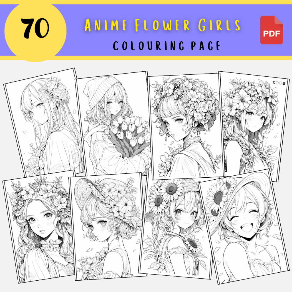 [PDF] A053 Anime Flower Girls Colouring Pages | Adult Colouring Book ...