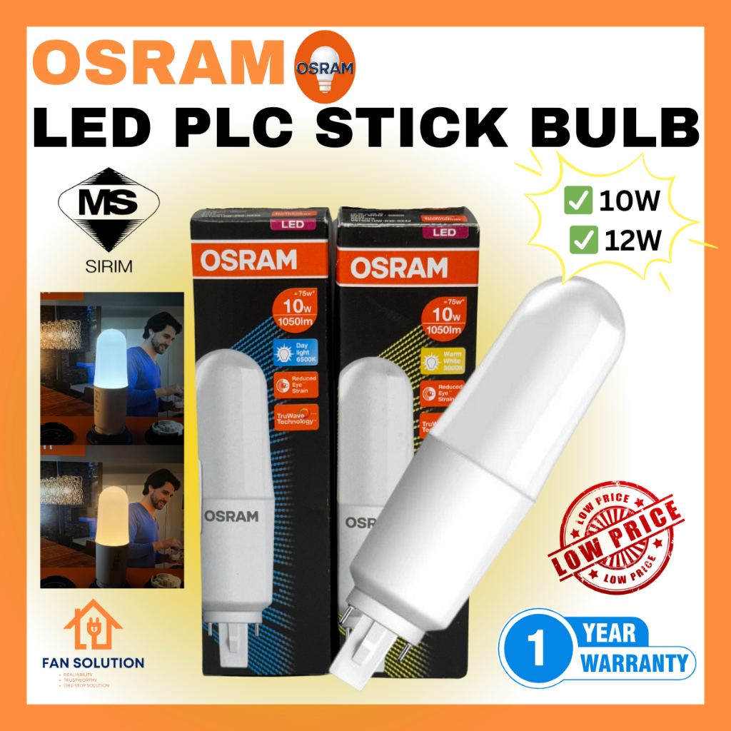 OSRAM 10W/12W LED VALUE STICK BULB PLC G24D WARM WHITE 3000K/COOL WHITE ...