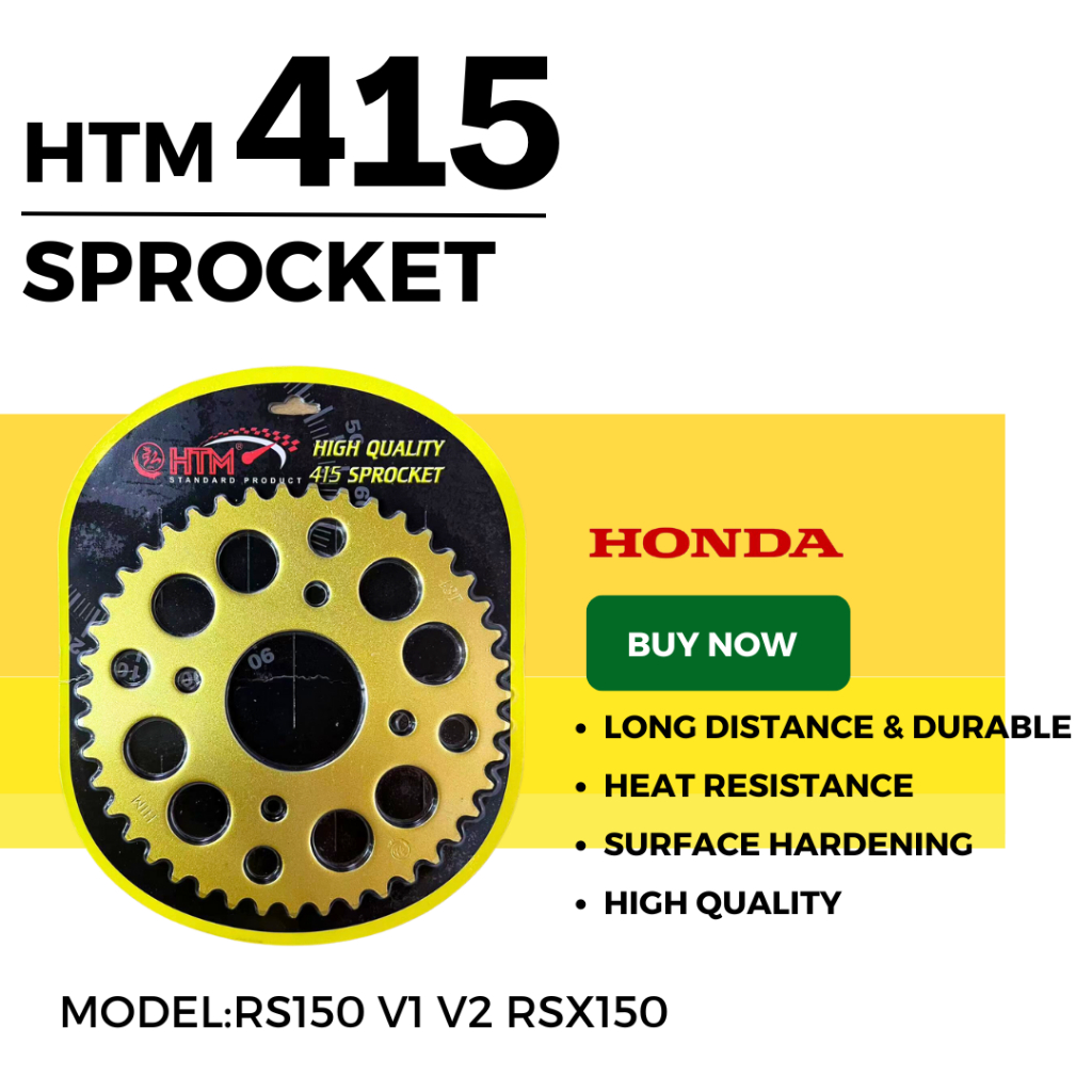 HTM 415 RACING REAR SPROCKET GOLD RS150 V1 RS150 V2 RSX150 RS RSX ...