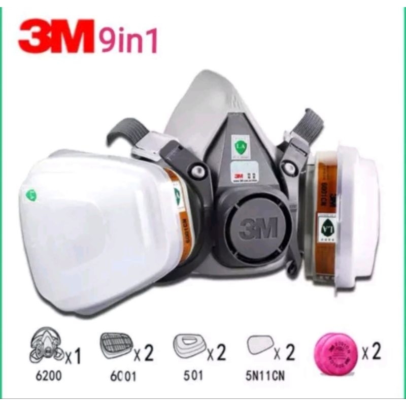 17-in-1 Half Face Gas Mask Respirator Kit With Spray Painting Suit, Size 6200 Style - View #3
