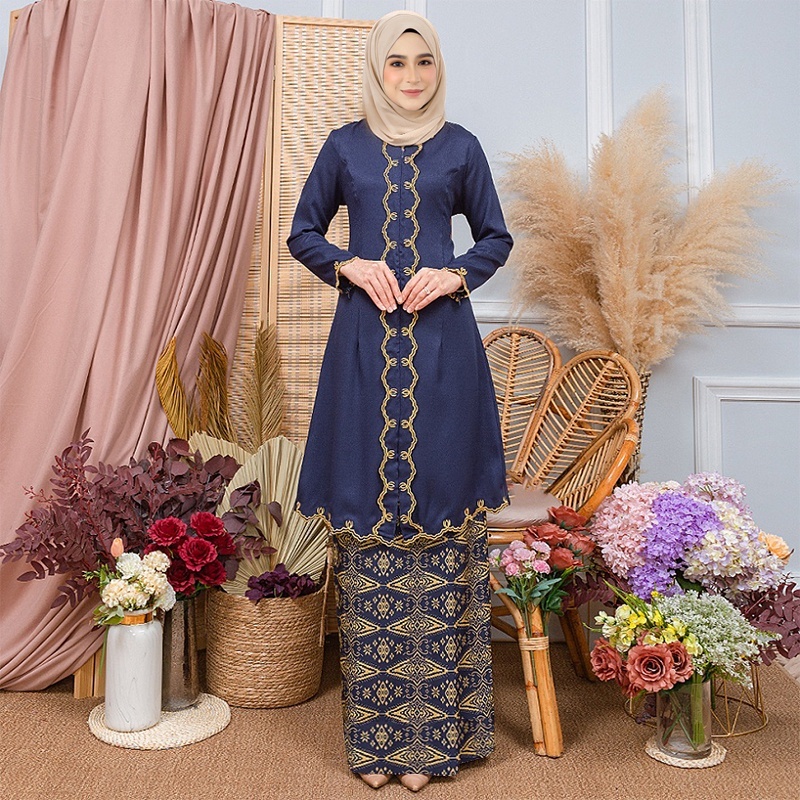 Baju Kebarung Lubah Modern Nikah/Tunang KEBARUNG SONGKET TABUR  Kebaya Batik Sulam Ironless Kurung Bridesmaid Nikah