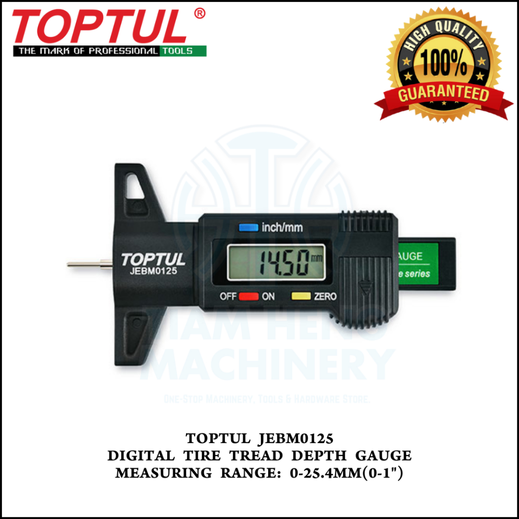 TOPTUL JEBM0125 DIGITAL TIRE THREAD DEPTH GAUGE 0-25.4MM (0-1 ...