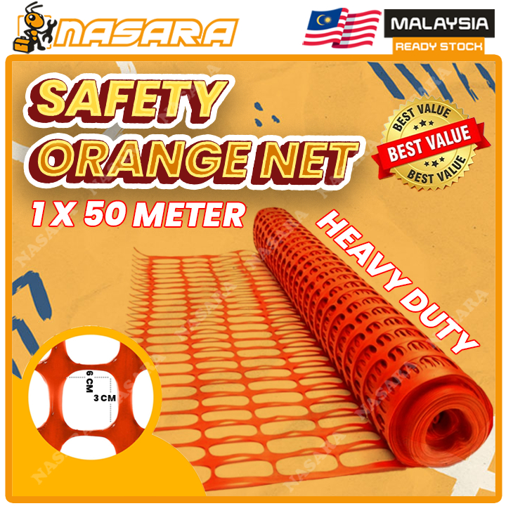 Nasara 1M X 50M Protective Safety Orange Net Light / Heavy Duty Plastic ...