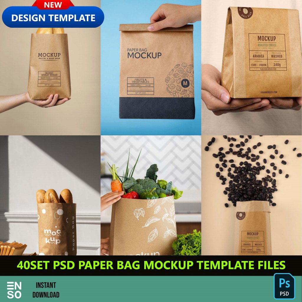 40-Set PSD Paper Bag Mockup Files | PHOTOSHOP Editable Mockup Template ...