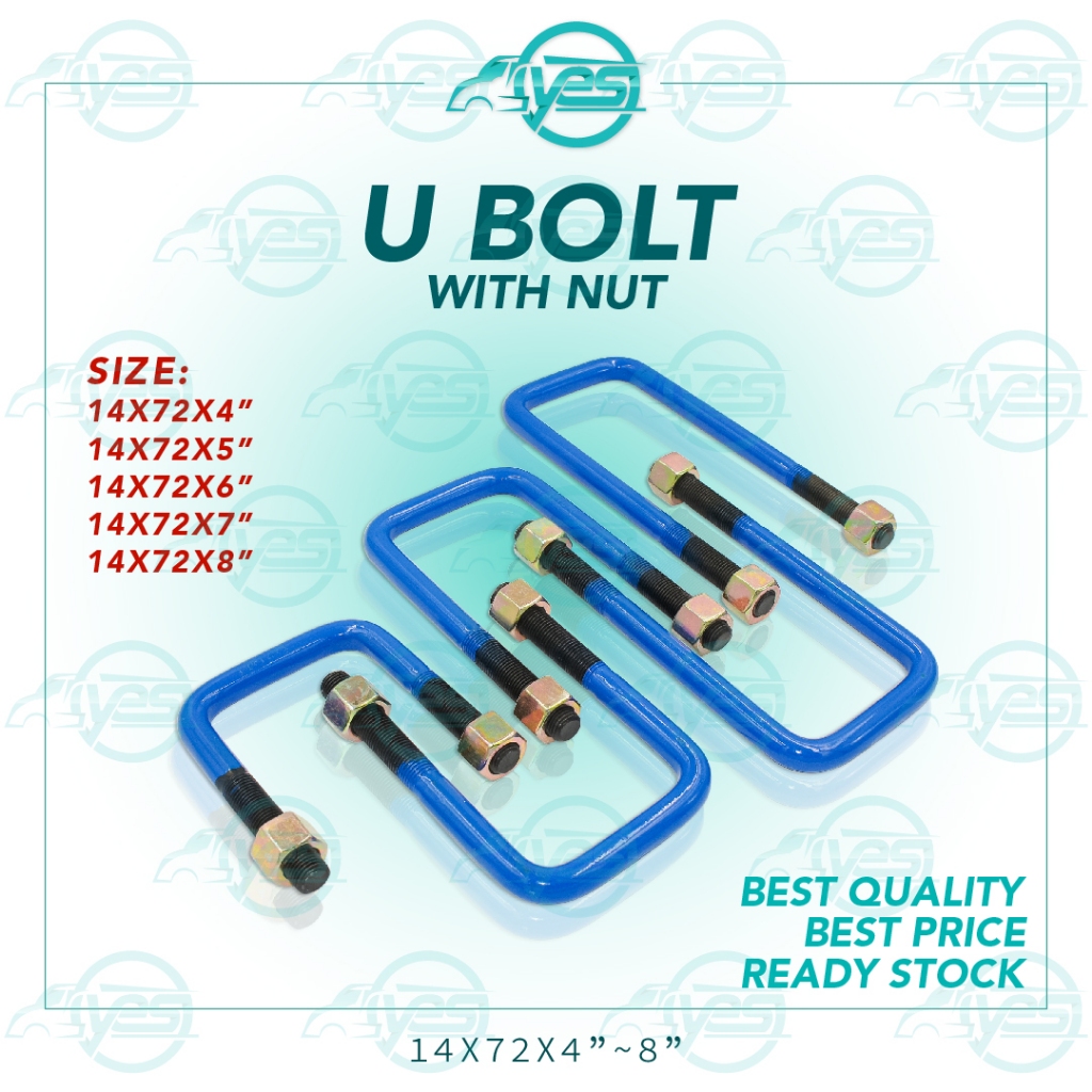 U BOLT SPRING WITH NUT FRONT TRUCK LORRY 14X72X4