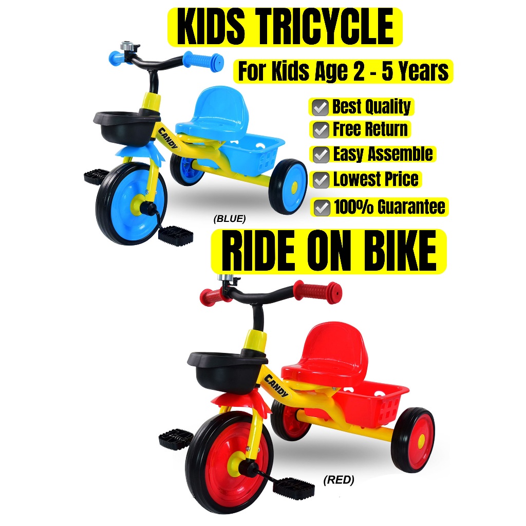 80% CBU SIAP PASANG KIDS UMUR 1 - 5 YEARS TAHUN TRICYCLE 3 WHEELS ...
