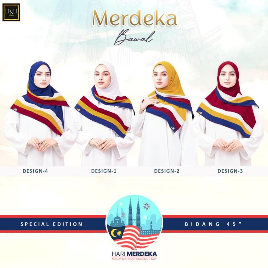 🌟Merdeka 2024🌟 Merdeka Tudung Bawal MERDEKA Pattern Bidang 45