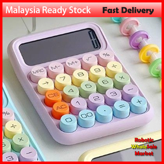 Morandi Color Calculator 12 Digits Large Display Mechanical Dot Keyboard Big Button School&Office Stationery