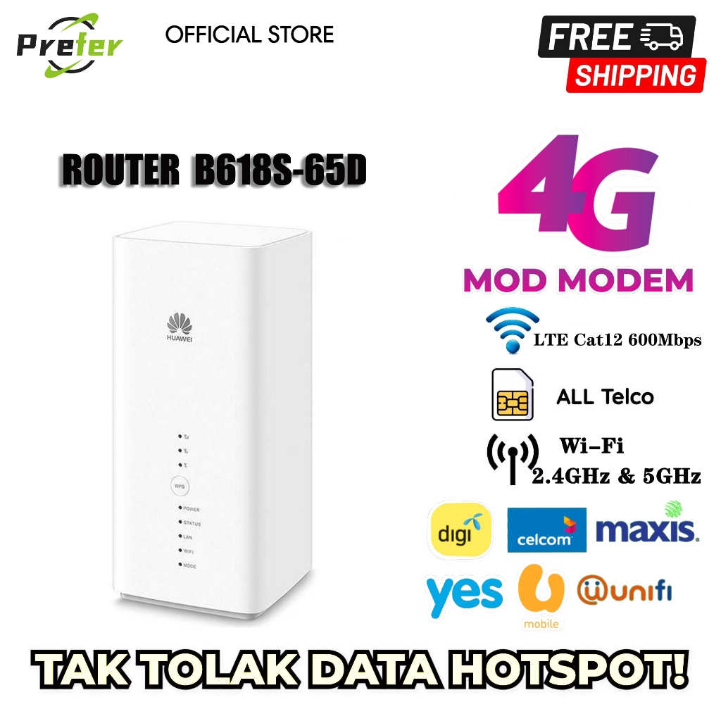 Huawei B618 B618s 65d support mod unlimited data Modified 4G LTE CAT11 ...