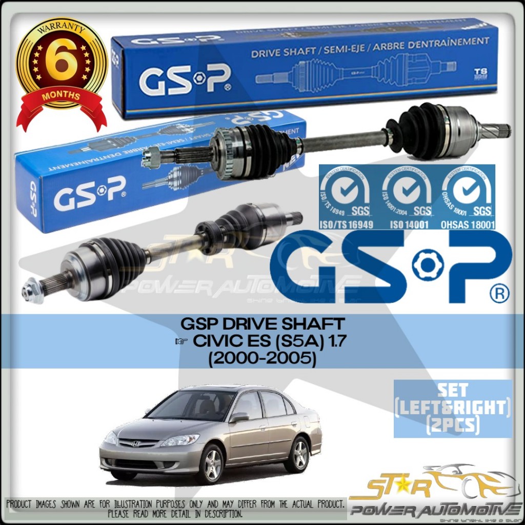 HONDA CIVIC ES S5A 1.7 AUTO (2000-2005) GSP DRIVE SHAFT (LEFT & RIGHT ...