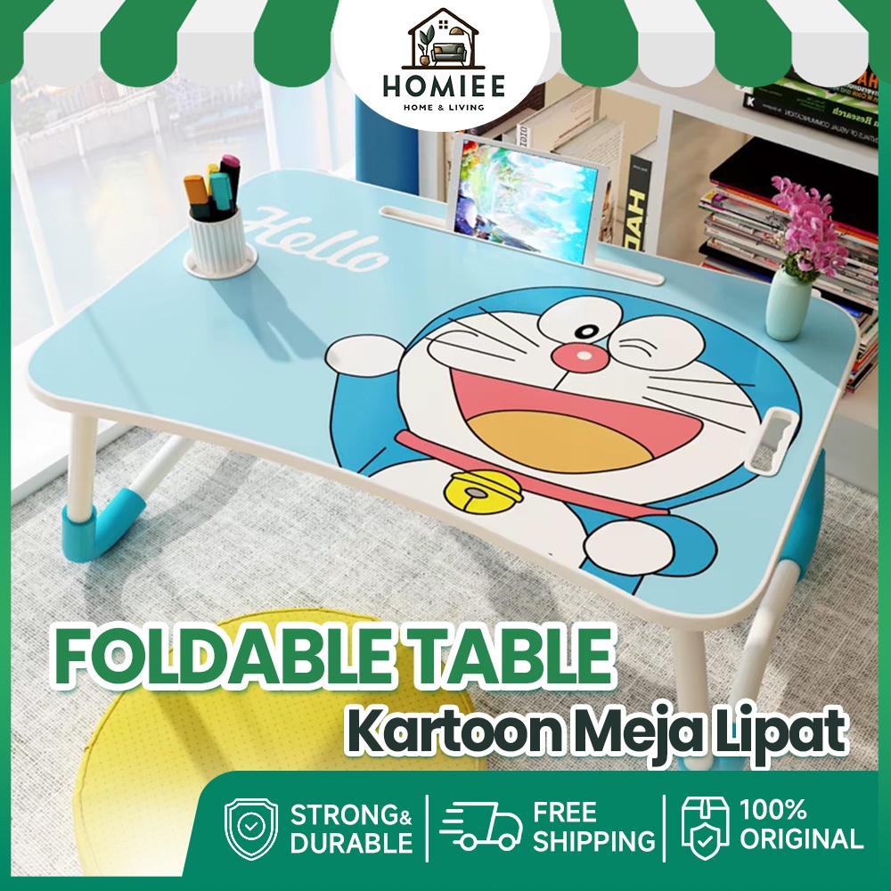 HOMIEE Cartoon Cute Folding Bed Table Anti Slip Study Table Desk Wooden ...