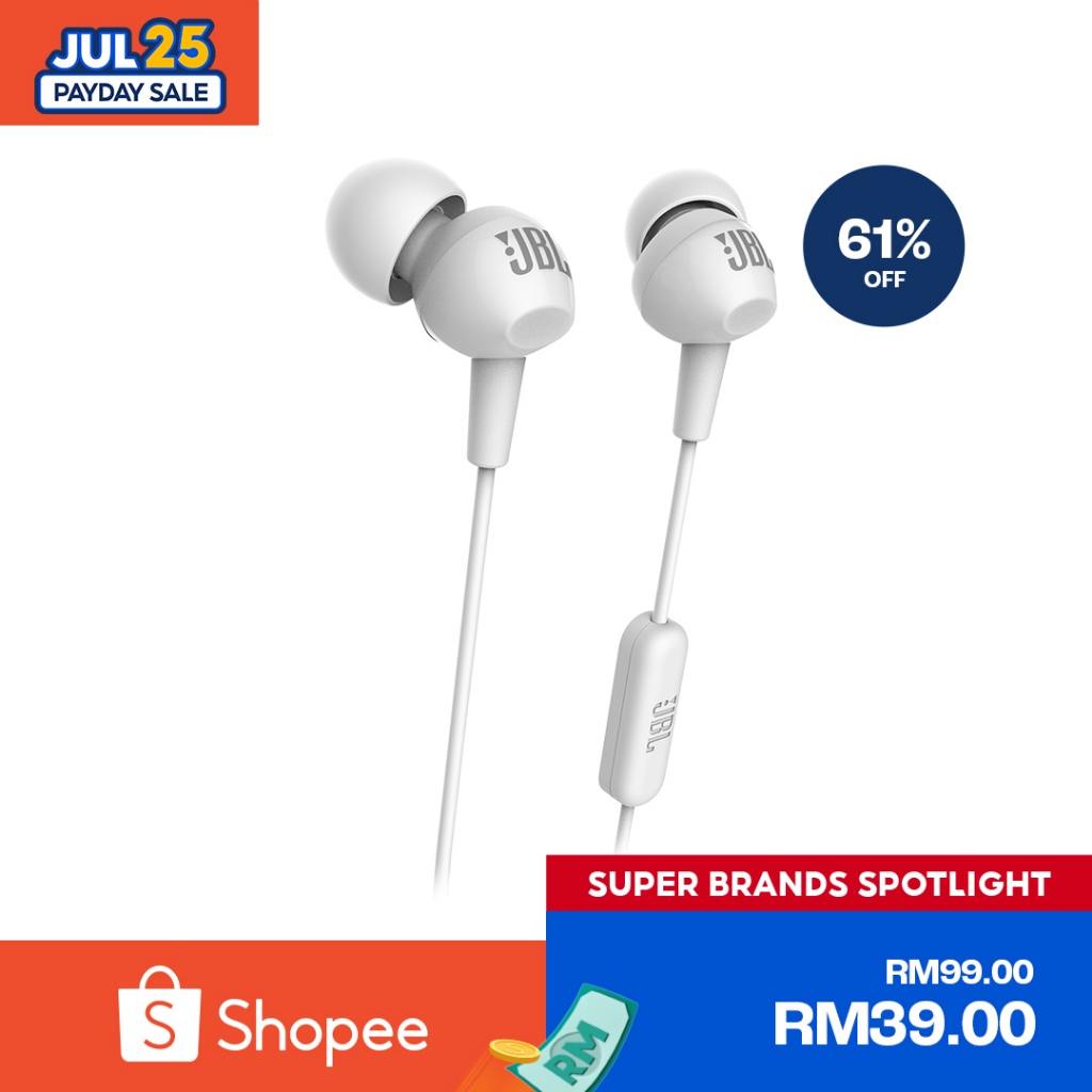 JBL C150SI InEar Headphones with Builtin Microphone Shopee Malaysia
