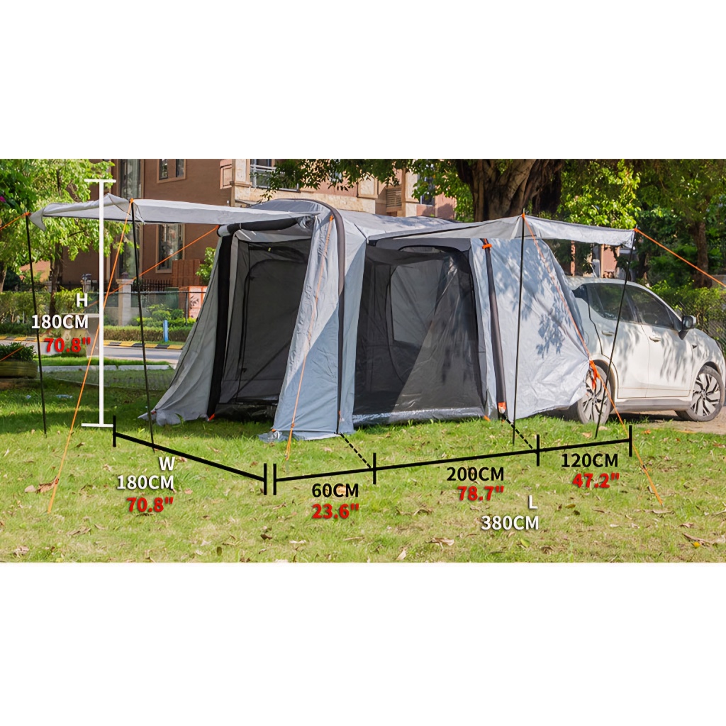 Outdoor Camping Tent 2 in 1 Inflatable Air SUV Car Rear Tent and Ground ...
