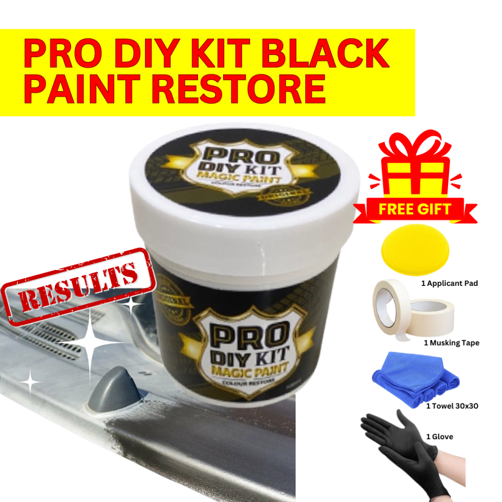 (BUY 1 FREE 4 GIFT) PRO DIY KIT MAGIC BLACK PAINT CAT HITAM PLASTIK ...