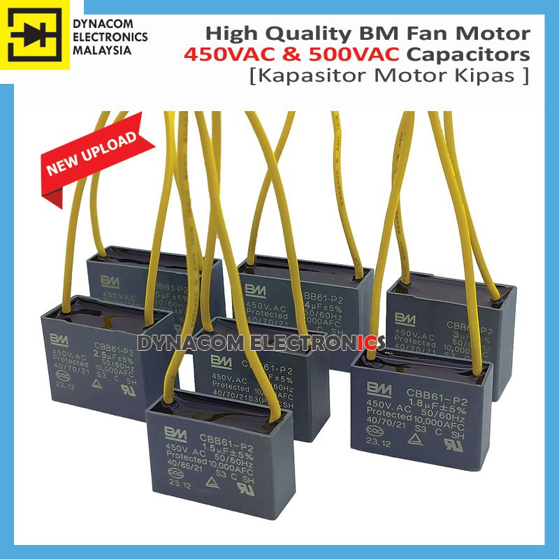 BM 450VAC Fan Motor Capacitors 1UF 1.2UF 1.5UF 1.8UF 2UF 2.2UF 2.5UF ...