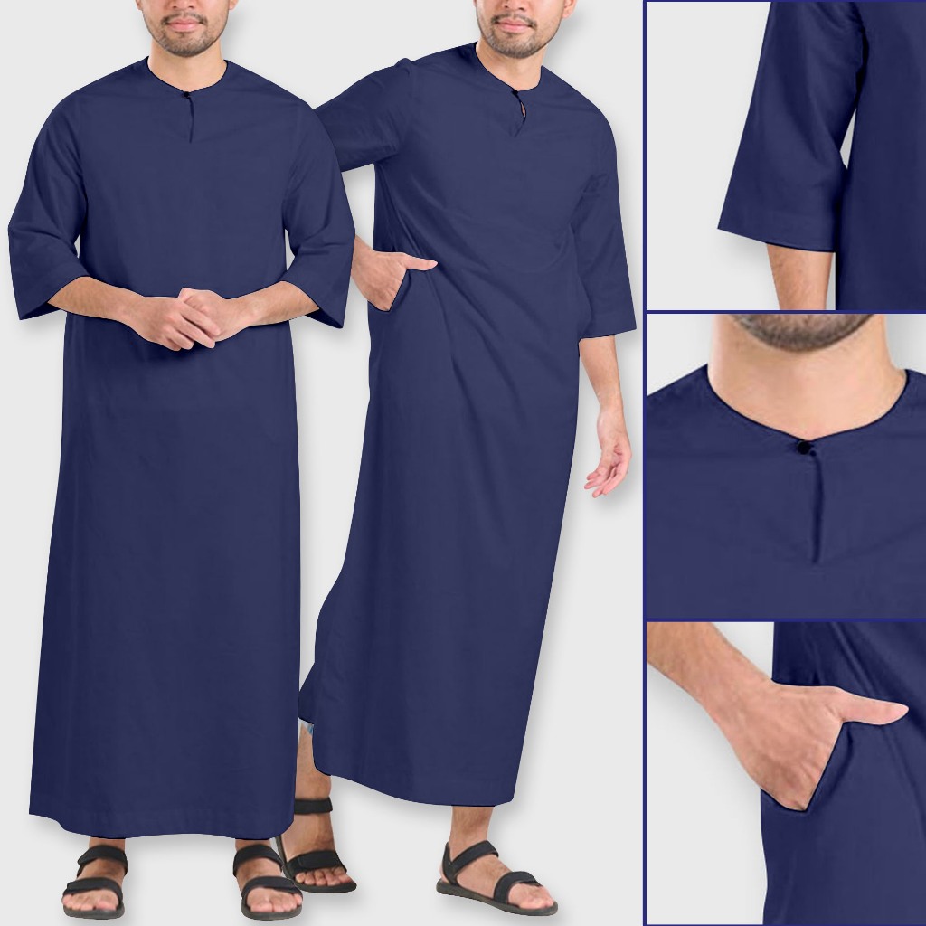 Islamic Men’s Robe Jubah Long Dress Exclusive Men’s Jubah Round Neck ¾ ...