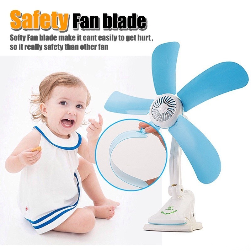 Portable 5 Blades Leaf Adjustable Clip Fan Electric Bedside Mini Fan ...