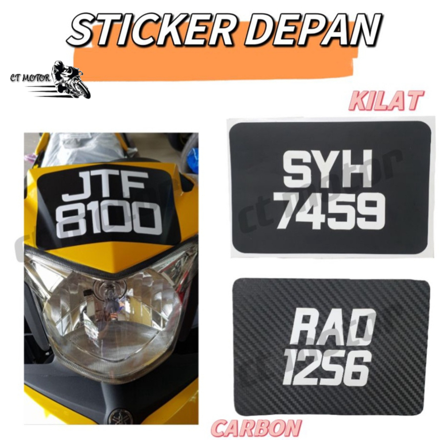 MOTORSIKAL - Sticker Depan Nombor Plat ( 1 Set ) – Kilat / Carbon | No ...
