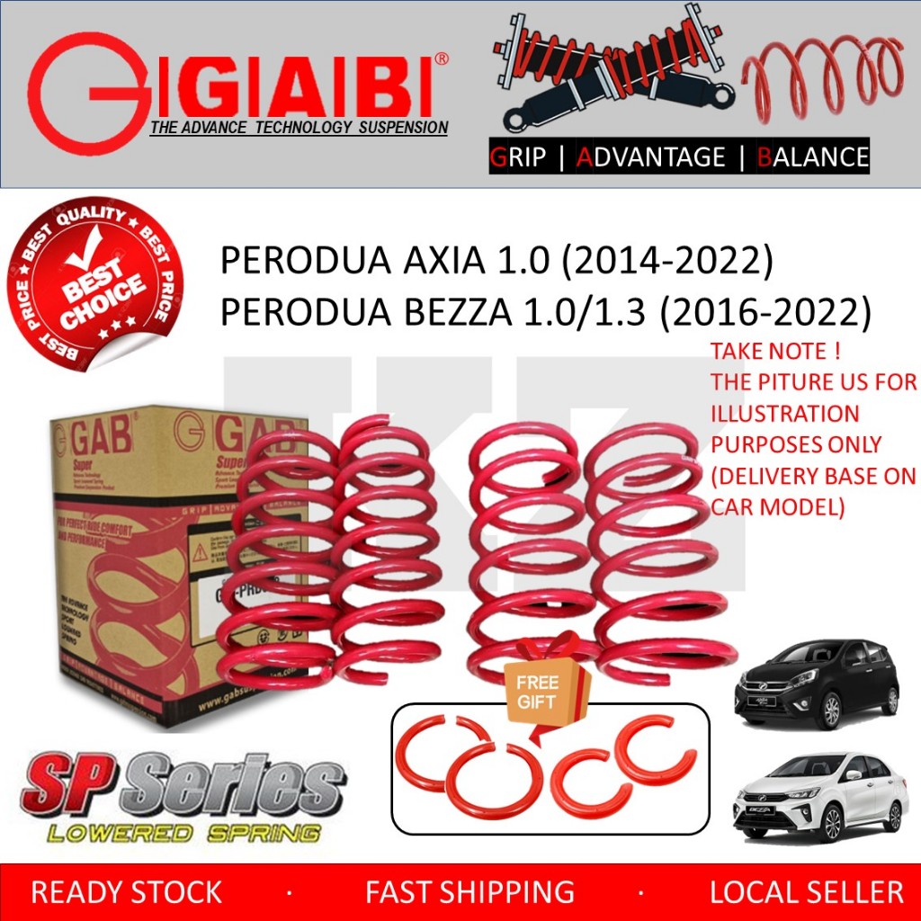 ORIGINAL GAB BRAND SPORT SPRING SET WITH FOC - PERODUA AXIA 1.0 (2014 ...