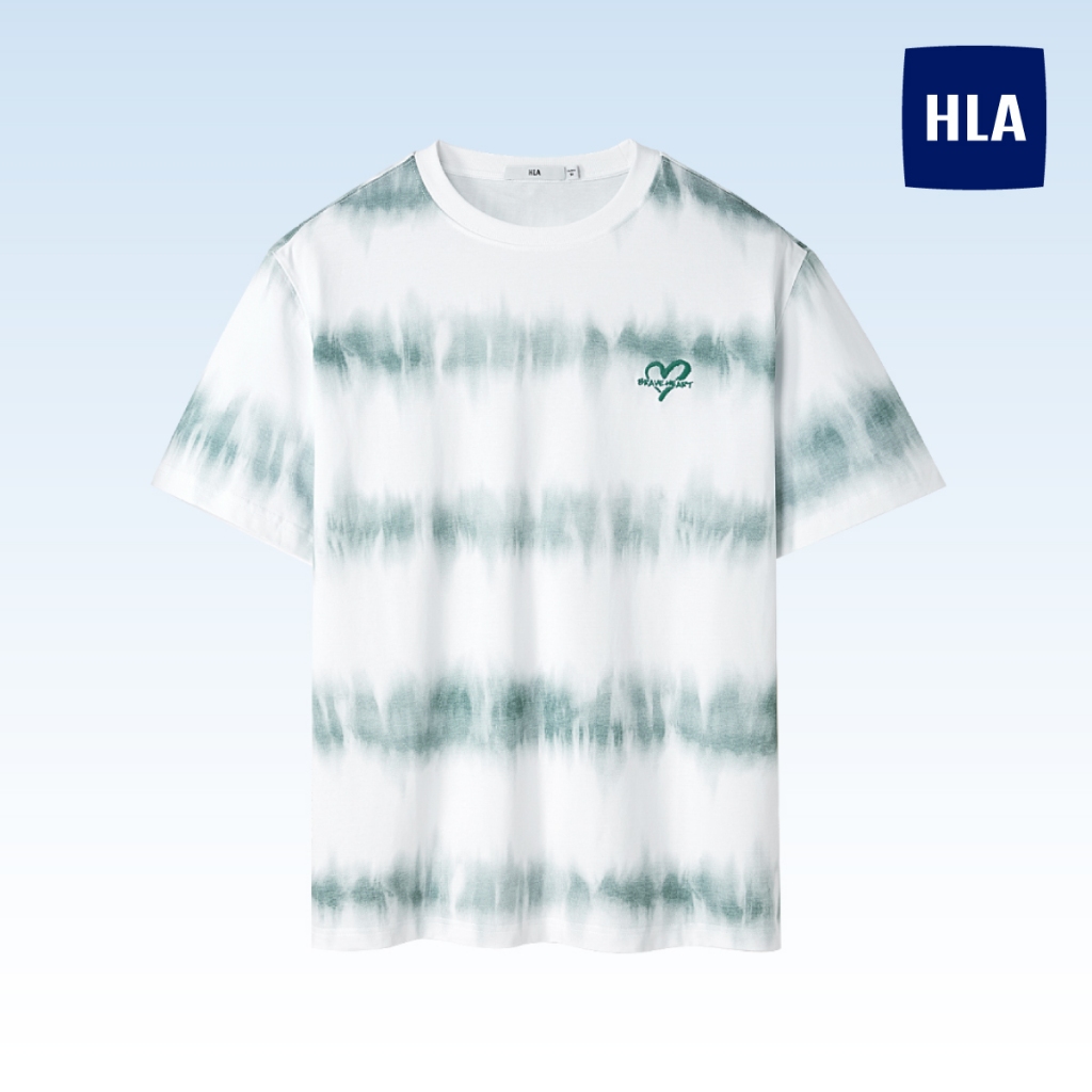 HLA Brave Heart Embroidery Pure Cotton Short Sleeve T-Shirt Men ...