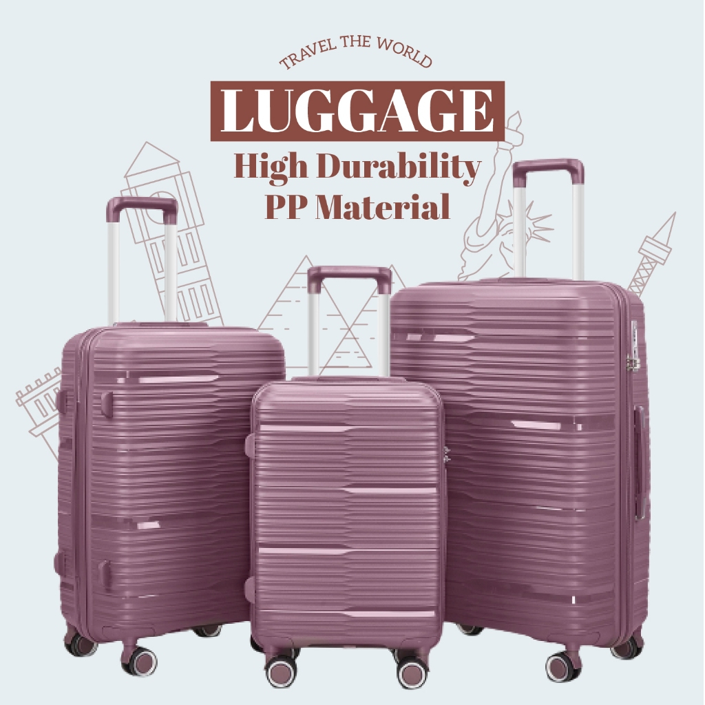 Extra large size 20 24 28inch luggage bag travel beg bagasi murah 360 universal travel luggage PP Durable Shopee Malaysia