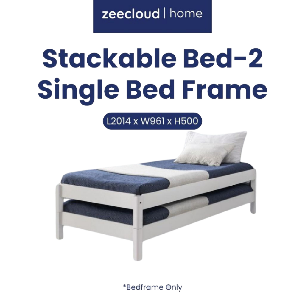 Stackable Bed -2 Single Bed Frame/Set - White & Dark Grey | Shopee Malaysia