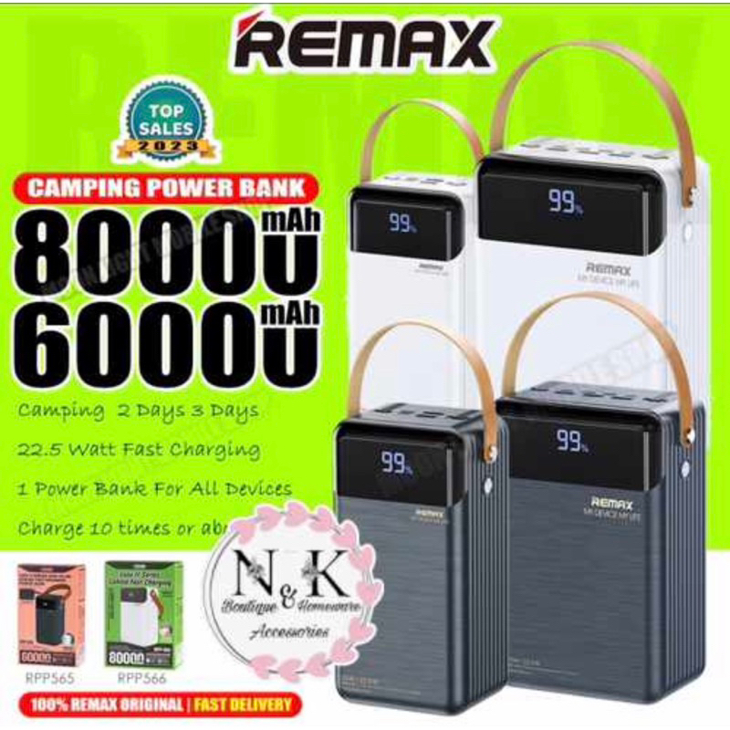💯 Original REMAX Powerbank RPP-565/RPP-566 60000/80000 mAh | Shopee ...