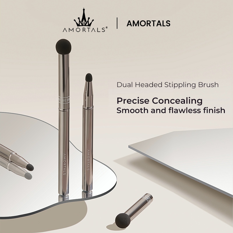 AMORTALS Dual Headed Stippling Brush 尔木萄双头无痕遮瑕刷点涂刷 泪沟法令纹不易吃粉笔指腹化妆师专用化妆刷 ...