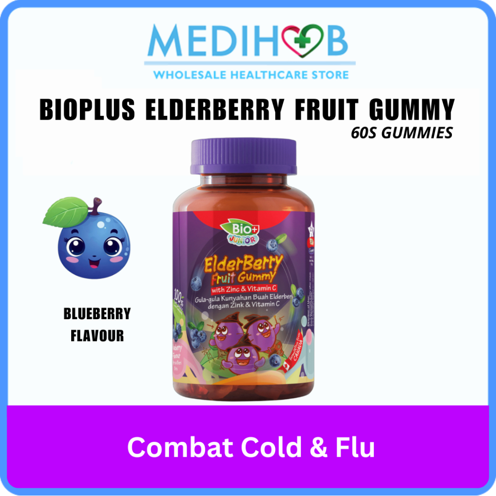 Bio+ Junior Gummies Elderberry, Zinc & Vitamin C Blueberry 60's ...