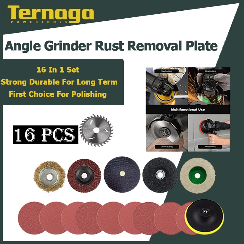 Ternaga-16 in 1 100mm Angle Grinder Rust Removal Plate Resin Fiber ...