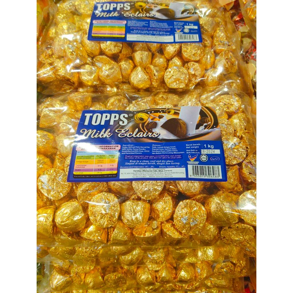 TOPPS MILK ECLAIRS CHOCOLATE 1KG | Shopee Malaysia