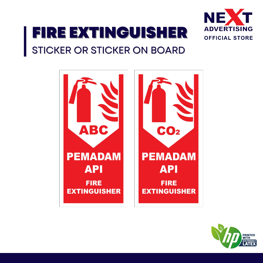 ABC / Co2 Fire Extinguisher Sign | Alat Pemadam Api Sticker |Sticker or ...