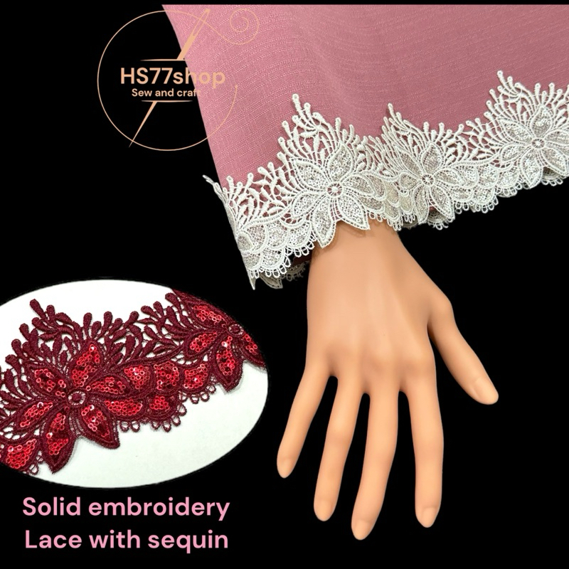 [ 50cm/ unit ] boder lace/ chemical boder lace sequin/ chemical lace ...