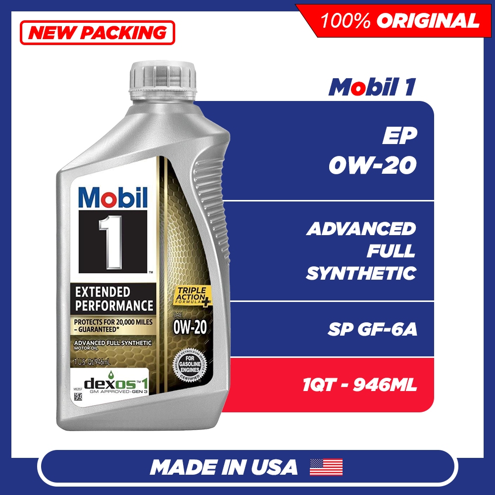 (USA) MOBIL 1 EXTENDED PERFORMANCE 0W20 SP GF-6A Fully Synthetic Engine ...