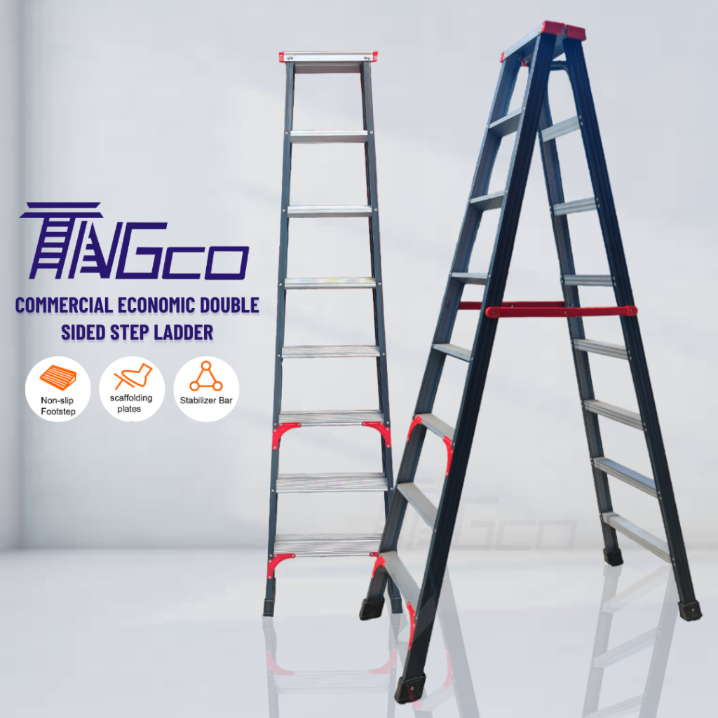 TINGCO Double Sided Ladder 4 Step to 8 Step Ladder Static Load 100kg ...