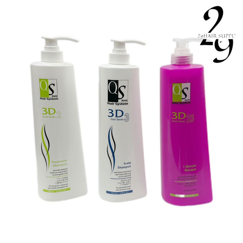 QS Beauty Gold Series 3D2 Treatment / 3D3 Scalp Shampoo & 3D23 1 Minute ...