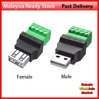 USB 2.0 ( 4 Pin ) Type A MaleFemale to Screw Connector USB Jack with Shield Connector to Screw Terminal Plug